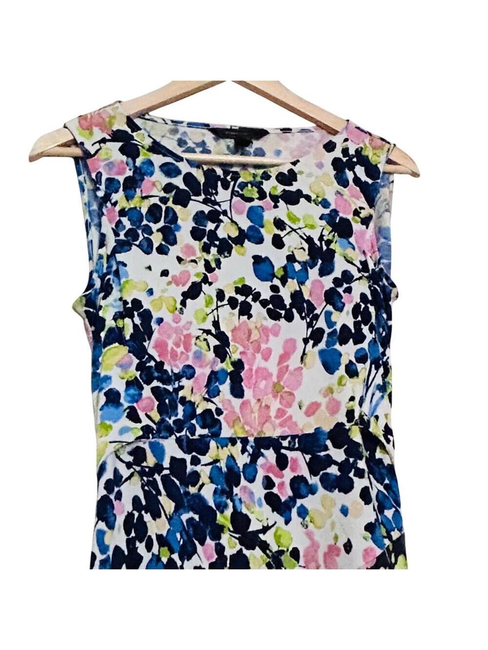 BCBGMAXAZRIA Sleeveless Asymmetrical Floral Spring Summer Dress M Multicolor - Picture 2 of 7
